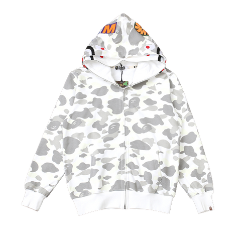 BAPE DOUBLE HOODIE – MILITARY WHITE