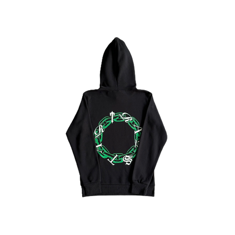 CHAIN SCRIPT HOODIE-GREEN BLACK