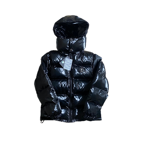 TS - SHINY IRONGATE JACKET DETACHABLE HOOD - BLACK