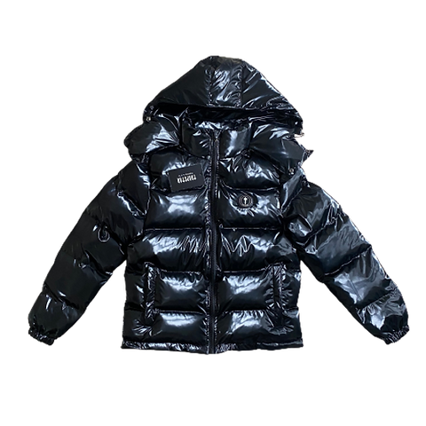 TS - SHINY IRONGATE JACKET DETACHABLE HOOD - BLACK